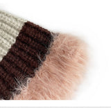 STRIPED COLORBLOCK PLUSH EDGE WOMENS KNITTED HAT_CWAH2062