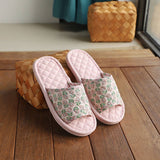 FLORAL COTTON LINEN SLIPPERS WITH SOFT SOLE_CWSHF0174