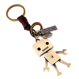 SIMPLE CARTOON CUTE ROBOT LEATHER KEYCHAIN_CWMM4699