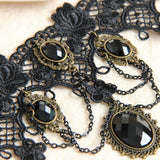 HALLOWEEN RETRO FLOWER CRYSTAL LACE SHORT NECKLACE_CWMM0164