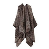 LEOPARD PRINT SCARF SLIT SHAWL FASHION CAPE_CWASC2217