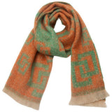 GREEK KEY JACQUARD SCARF FRINGE WINTER WRAP_CWASC0868