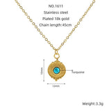 Vintage Turquoise Necklace Titanium Steel Clavicle Chain