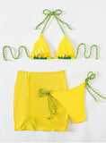 FLUORESCENT BIKINI SET SEXY COLOR BLOCK SWIMSUIT_CWMW0196