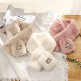 SMILEY FAUX RABBIT FUR SCARF COZY WINTER WRAP_CWASC1250