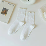 SOLID COLOR RUFFLED ALL MATCH SOCKS_CWMS0901