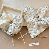 POLKA DOT BOW SCRUNCHIE WITH BALLET RIBBON TAILS_CWAHA5515