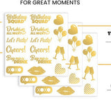 GOLD FOIL BIRTHDAY PARTY METALLIC TATTOO STICKERS_CWMM8251