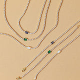 STAINLESS STEEL EMERALD ZIRCONIA NECKLACE_CWMM5557