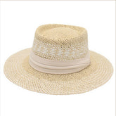 SUMMER VACATION TRAVEL SUNSHADE FLAT TOP STRAW HAT_CWAH3404