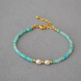 Tourmaline Pearl Hand-Beaded Bracelet