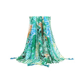 BANANA LEAF PRINT SCARF GREEN SUMMER BEACH WRAP_CWASC0676