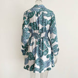 Vintage Paisley Print Shirt Neck Dress