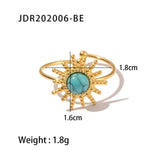 GOLD STAINLESS STEEL INLAID NATURAL STONE RINGS_CWAJE0611