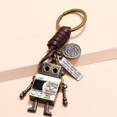 Vintage Braided Robot Cowhide Keychain_Cwmm4698
