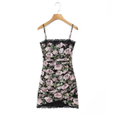 FRENCH STYLE LACE ROSE PRINT WOMEN S SLIP DRESS_CWDMD5820