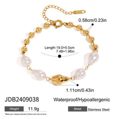 Titanium Steel Baroque Pearl Bracelet,Luxury Style