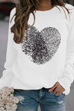 Valentine Day Heart Print Long Sleeved Pullover_Cwtstl0989
