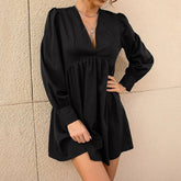 V-Neck, Cinched Waist, Figure-Hugging,Dress