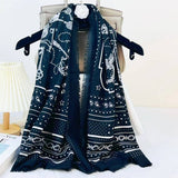 CHAIN PRINT SILK WOOL SCARF LUXURY TRAVEL SHAWL_CWASC0895