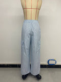 Versatile High-Waisted Striped Wide-Leg Pants