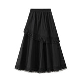 LACE PATCHWORK RUFFLE HEM HIGH WAIST MAXI SKIRT_CWBMS0356