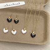 Valentines Day Black Heart Pendant Earrings