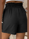 BLACK CRINKLE HIGH WAISTED STRAIGHT LEG SHORTS_CWBSP0186