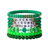 ST PATRICKS DAY GREEN SMILEY FACE BRACELET SET_CWMM3501