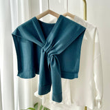 SOLID COLOR KNITTED KNOTTED SHAWL CASUAL COZY _CWASC0757