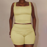 Square Neck Pleated Trendy Crop Top Set