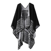 DOUBLE SIDED PLAID FAUX CASHMERE SHAWL CAPE_CWASC2138