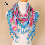 COLORFUL HOLLOW TASSEL LACE TRIANGLE SCARF VEIL_CWMM1989