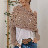 Cwasc1793_Twisted Hollow Long Sleeve Shawl Collar Scarf