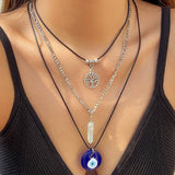 NEW DEVIL BLUE EYES VINTAGE BEADED NECKLACE_CWMM3150