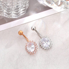 COPPER SUNFLOWER GEAR CZ BELLY RING FOR WOMEN_CWMM9330