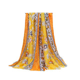 FLORAL BORDER SATIN SCARF ELEGANT BEACH WRAP_CWASC0672