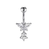 Zircon Butterfly Flower Belly Button Ring_Cwmm9461