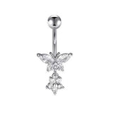 Zircon Butterfly Flower Belly Button Ring_Cwmm9461