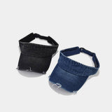 DISTRESSED DENIM VISOR HAT VINTAGE SUNSHADE CAP_CWAH3286