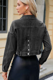 Wash Slim Short Long Sleeve Denim Jacket_Cwjj0098