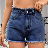 Trendy Raw Hem Denim Hot Shorts