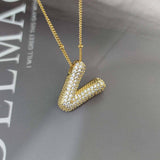 COPPER ZIRCONIA 26 LETTERS PENDANT NECKLACE_CWMM5869