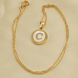 18K GOLD STAINLESS STEEL SHELL LETTER NECKLACE_CWAJE0686