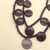 COCONUT WOOD BEADED MULTI LAYER NECKLACE_CWMM4960