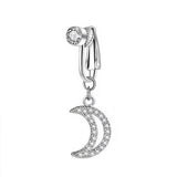 NO PIERCING NAVEL CLIP RING WITH MOON HEART CHARM_cWMM9227