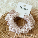 Pink Satin Bead Scrunchie Soft Hair Tie_Cwaha07599