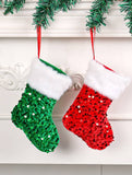 NEW PLUSH WHITE EDGE SEQUINED CHRISTMAS SOCKS_CWMS1439