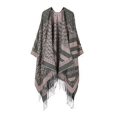 SHAWL FAUX CASHMERE CAPE FRINGED CAPE_CWASC2248