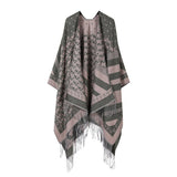 SHAWL FAUX CASHMERE CAPE FRINGED CAPE_CWASC2248